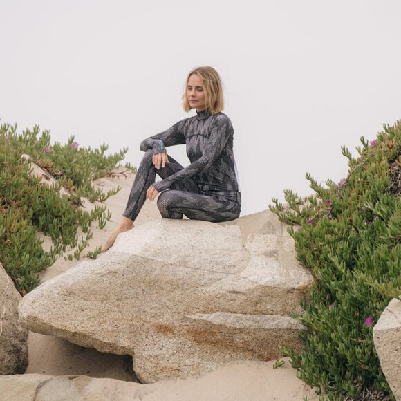 Women's "Classic" UPF 50+ Sun-protective Full Body Long Swimsuit - Black Mosaic - Picture 4 of 10